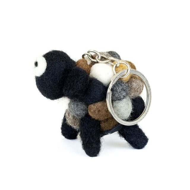 Brown and Black Bobble Felt Sheep Keyring