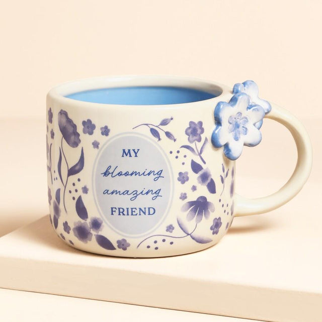 Amazing Friend Blue Wildflower Blooming Ceramic Mug