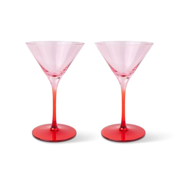 Blush Pink and Cherry Martini Glass Set