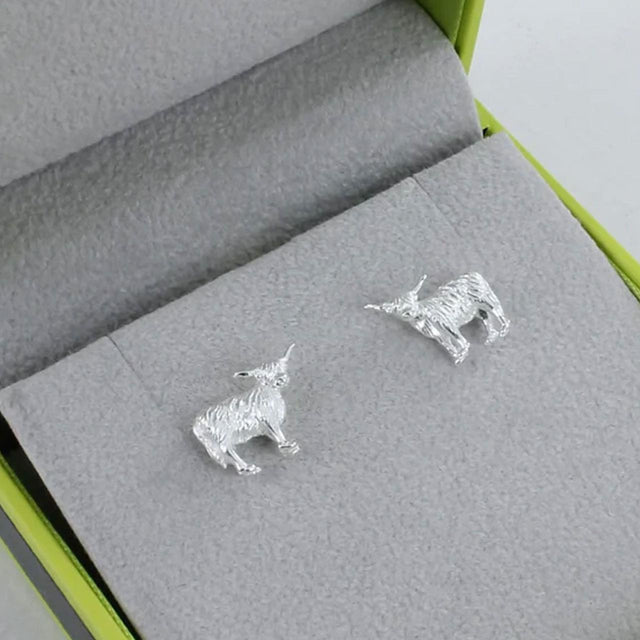 Highland Cow Silver Stud Earrings