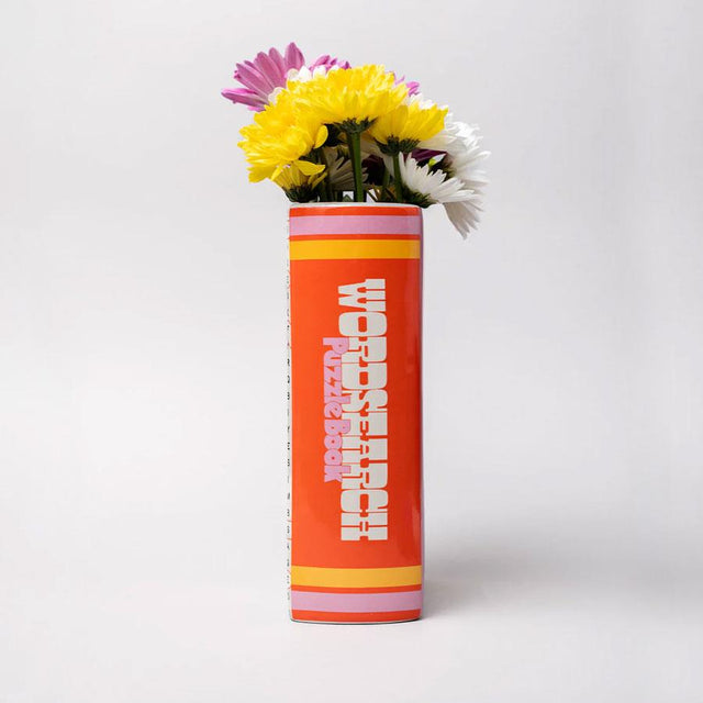 Word Search Book Ceramic Vase side view