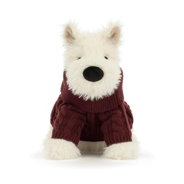 Jellycat Munro Scottie Dog Winter Jumper Front Facing