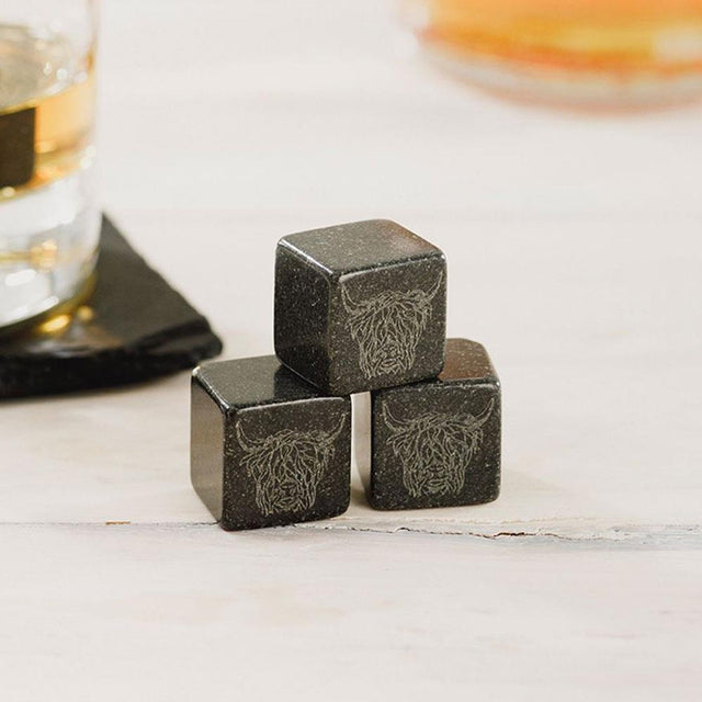 Highland Cow Whisky Stones Gift Set