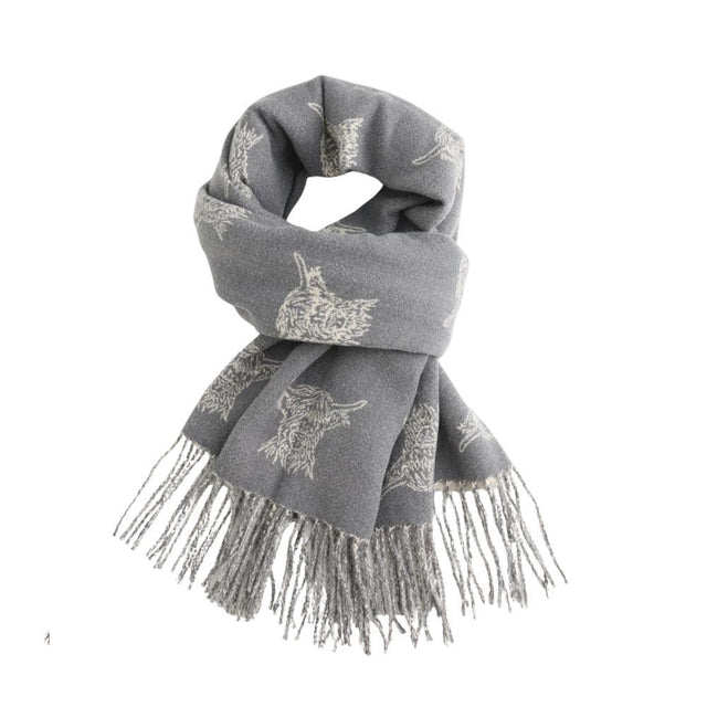 Grey Highland Cow Scarf