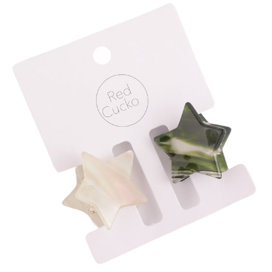 Mini Stars Hair Claw Clips Pack Green