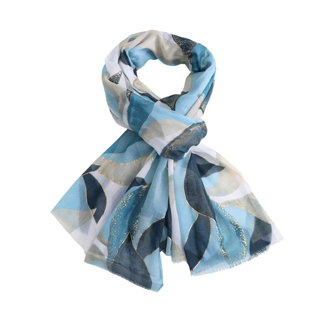 Blue Gold Leaves Scarf