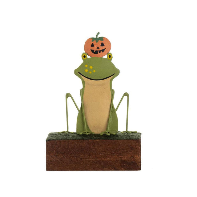 Frog with Pumpkin Block Decoration