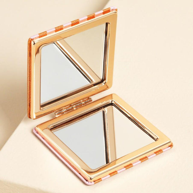 Red and Pink Striped You are Loved Compact Mirror Open