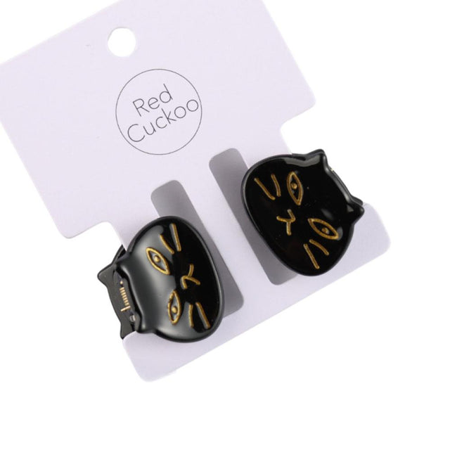 Mini Black Cat Hair Claw Clips