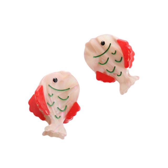Mini Red Fish Hair Claw Clip Set