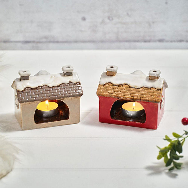 Holly Cottage Stoneware Candle Holder - Assorted Designs