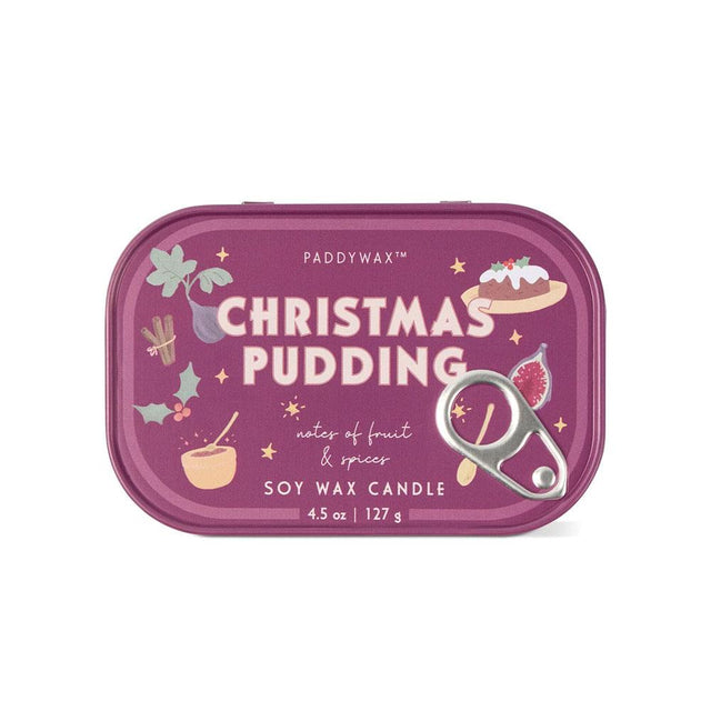 Christmas Pudding Printed Tin Candle