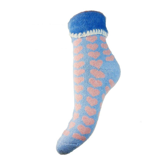 Pink and Blue Heart Women's Cuff Ankle Socks Miss Sparrow