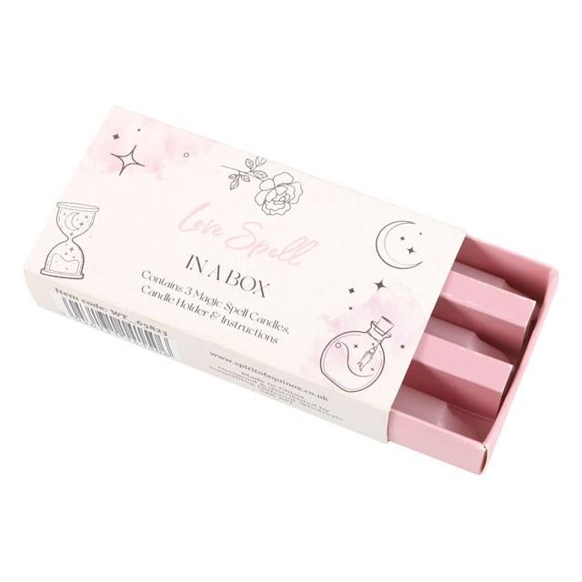 Magic Love Spell Candles in a Box Close Up