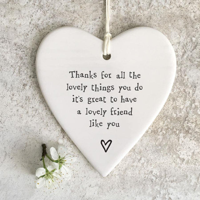 Thanks for All Porcelain Hanging Heart