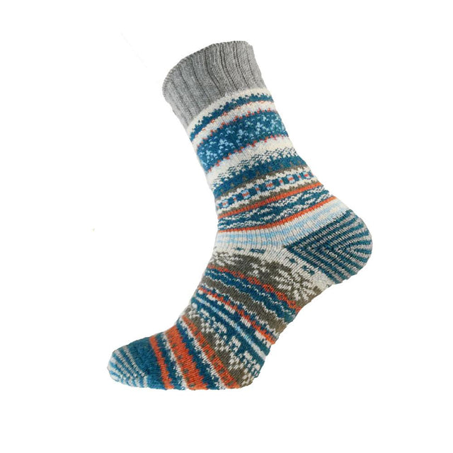 Blue, Grey and Orange Nordic Wool Blend Men's Socks