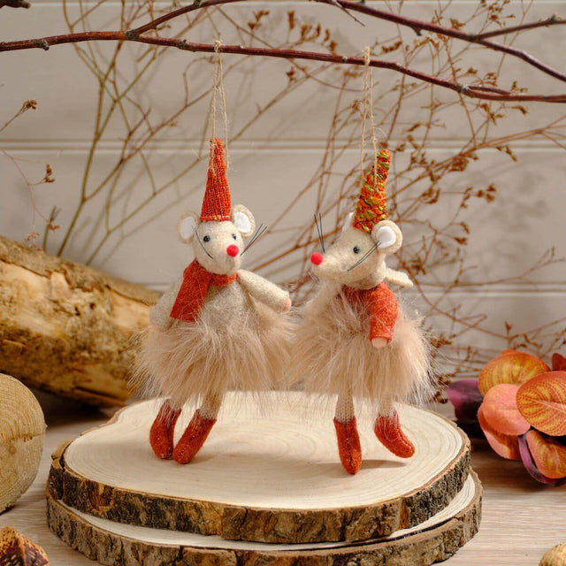 Mouse with Hat and Scarf Hanging Decoration - Assorted Designs