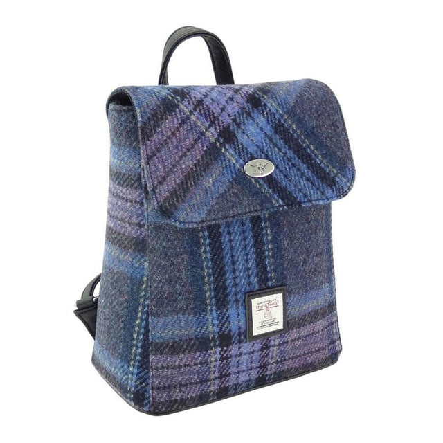 Harris Tweed Tummel Backpack in Blue & Purple Stewart Tartan