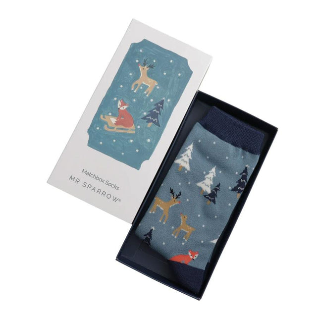 Festive Foxes Men's Matchbox Socks