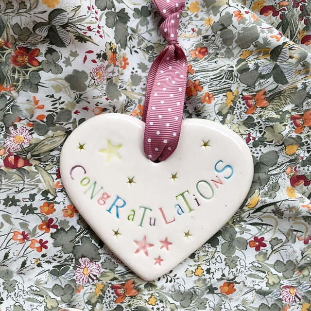 Congratulations Ceramic Hanging Heart Decoration