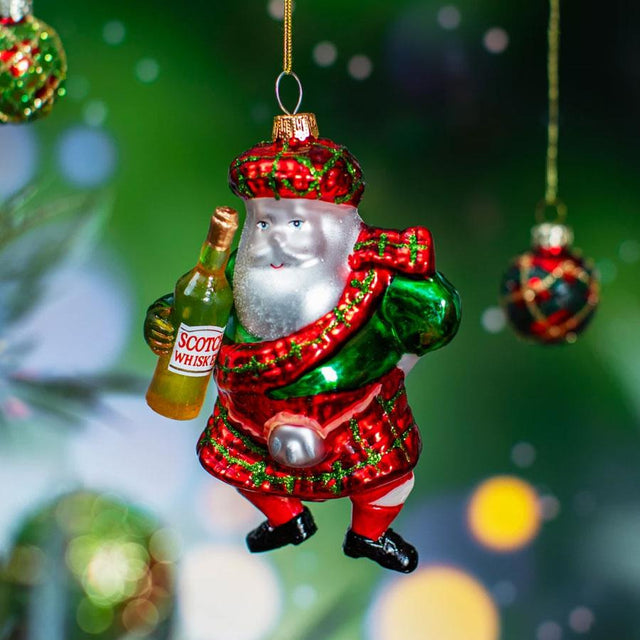 Scottish Santa Glass Bauble