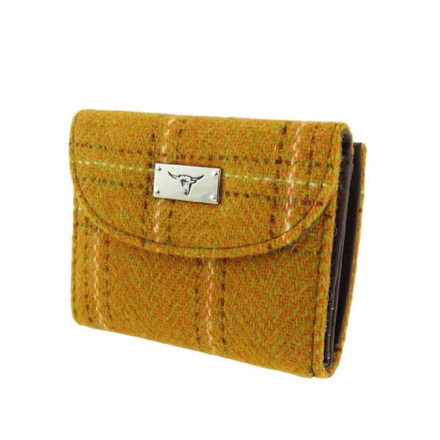 Harris Tweed Jura Short Wallet in Mustard Overcheck