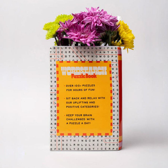 Word Search Book Ceramic Vase back view