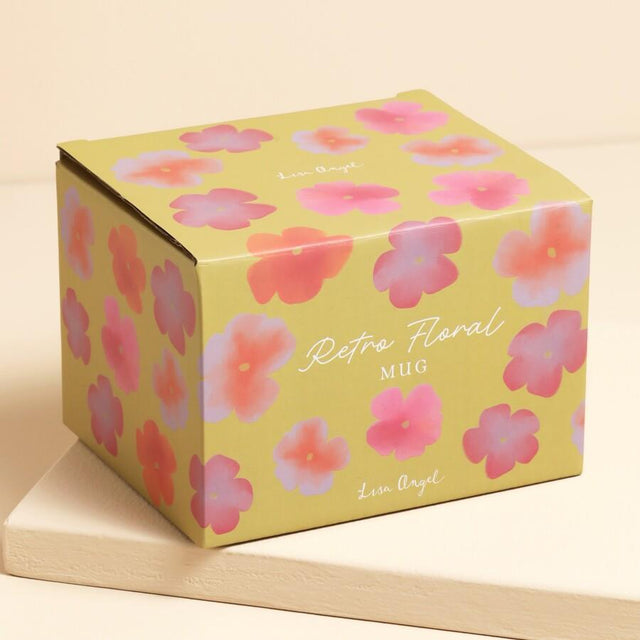 Retro Floral Yellow and Pink Ceramic Mug