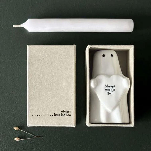 East of India Always Here For Boo Ghost Mini Candle Holder with Gift Box