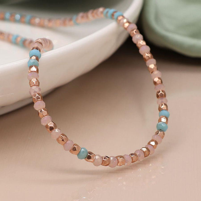 Pastel Pink and Rose Gold Beads Necklace