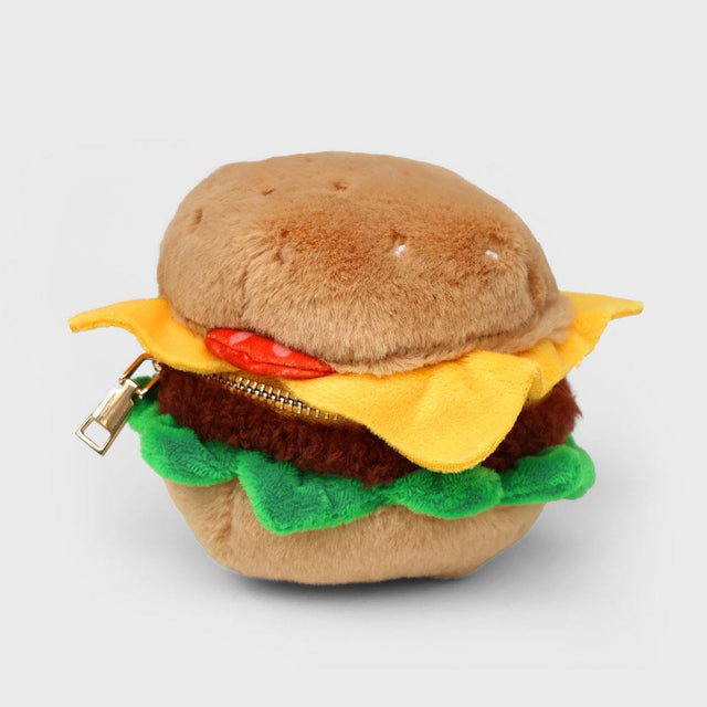 Plush Hamburger Zip Pouch Front Facing