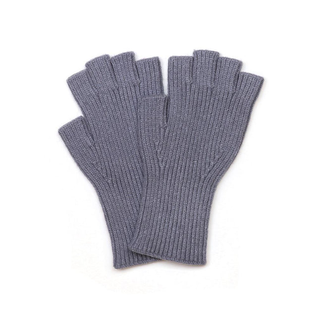 Grey Ribbed Fingerless Gloves
