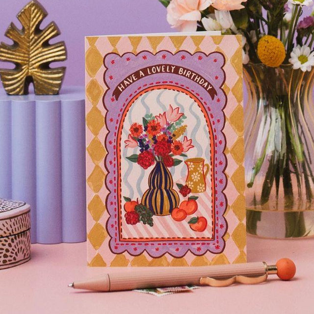 Harlequin Lovely Birthday Card