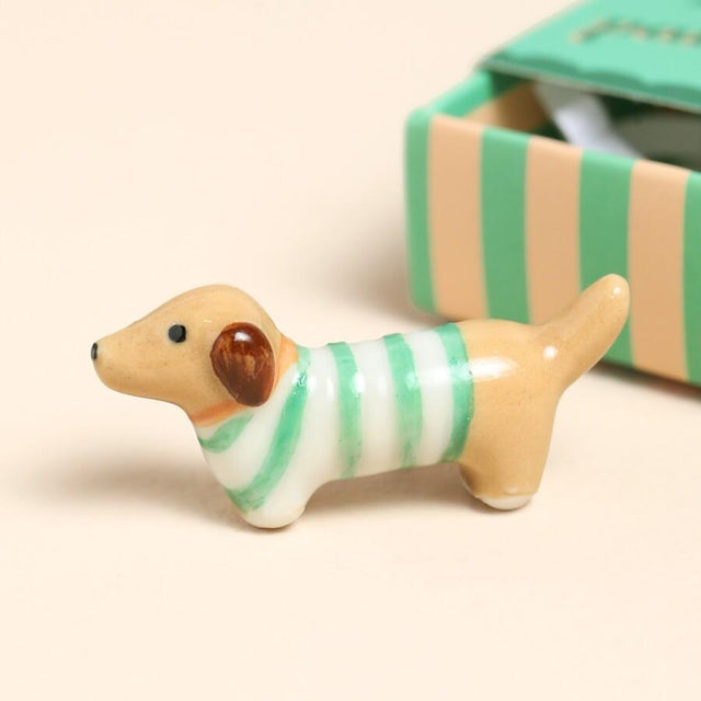 Sausage Dog Matchbox Ceramic Token