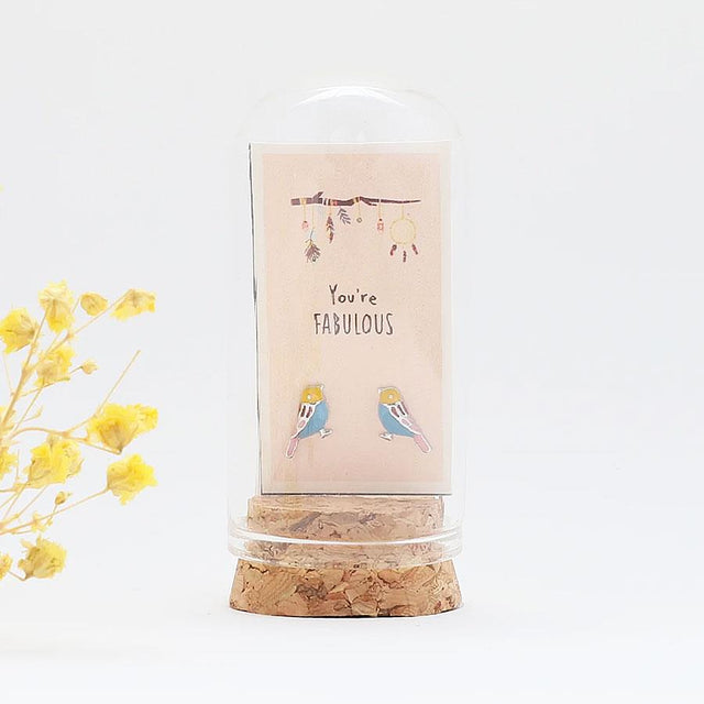 You're Fabulous Enamel Bird Stud Earrings