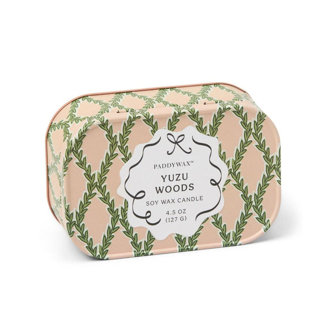 Yuzu Woods Pink & Green Printed Tin Candle