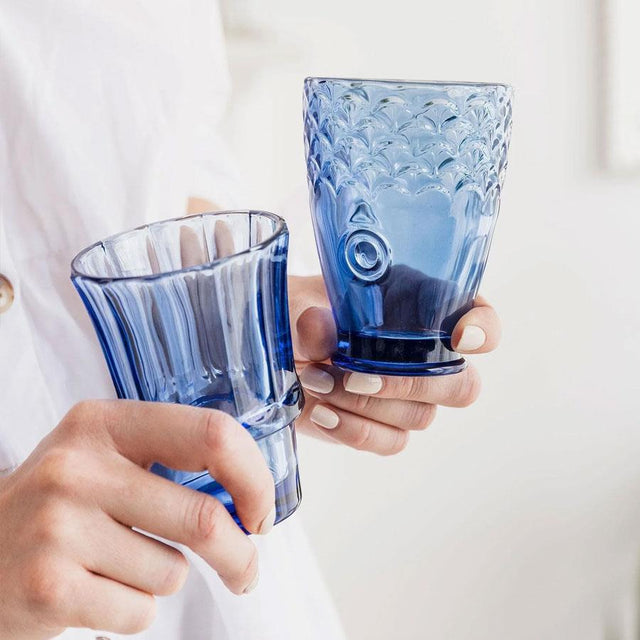 Blue Stacking Fish Glasses - Set of 4