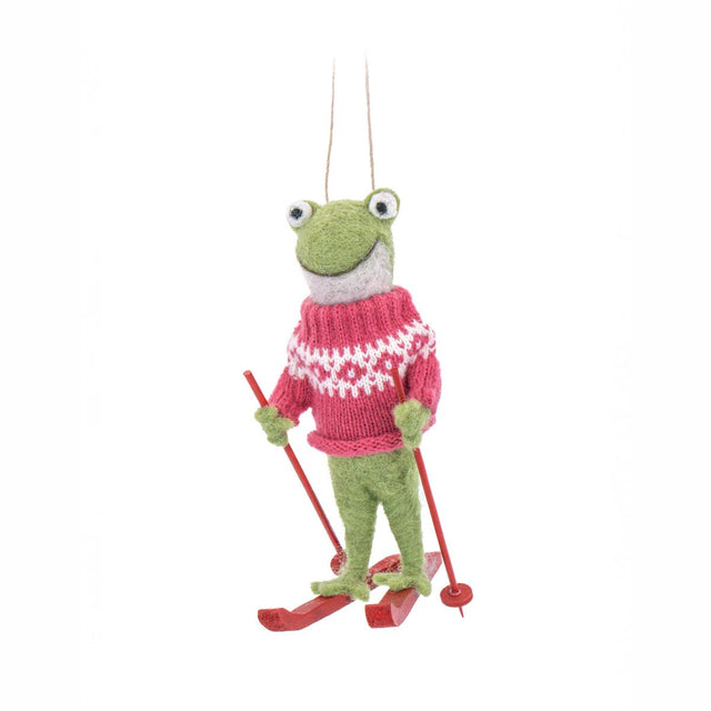 Skiing Frog Felt Hanging Decoration