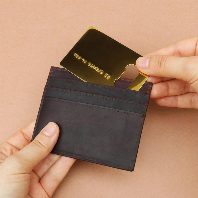 Gold Card Bottle Opener Close Up