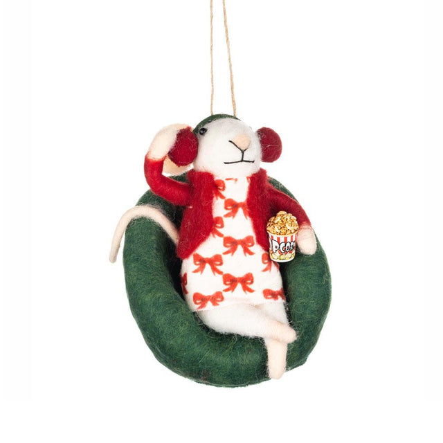 Girl Mouse with Popcorn Felt Hanging Decoration