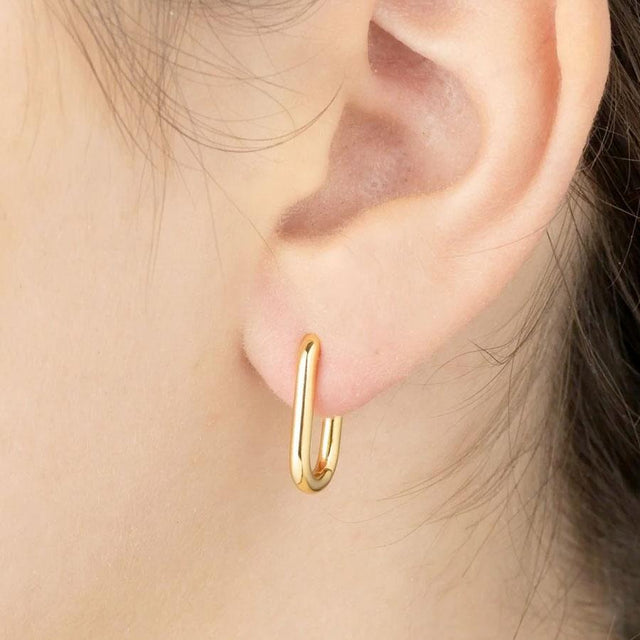 Gold Trip Two Tone Convertible Oval Hoop Earrings Gold Part Only