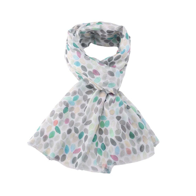 Raindrops Print Cream Silky Scarf