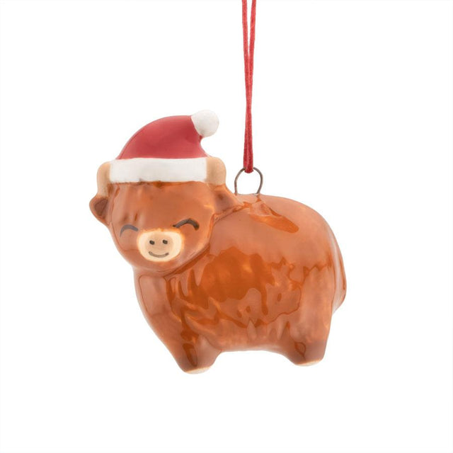 Highland Cow Ceramic Hanging Decoration