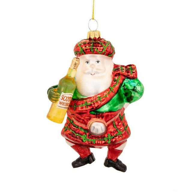Scottish Santa Glass Bauble