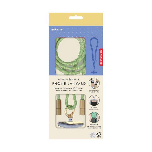 Lime Green Phone Cable and Lanyard in Box