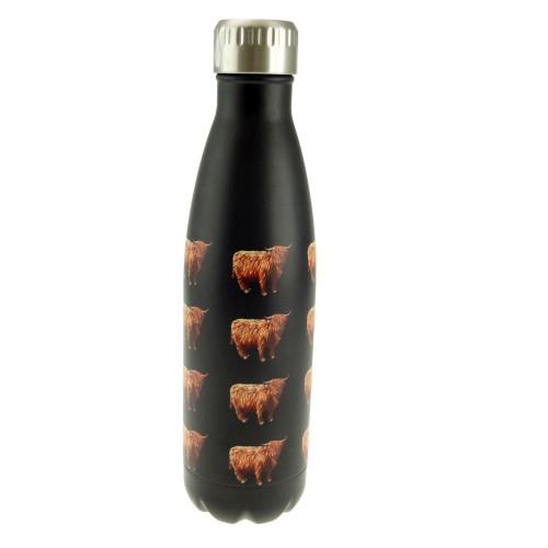 Highland Cow Metal Water Bottle in Gift Box