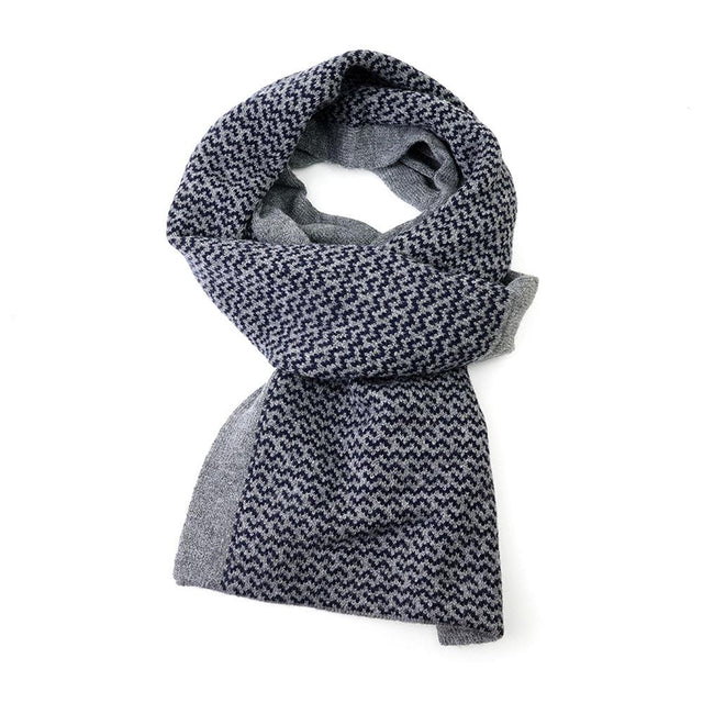 Grey and Navy Chevron Pull Through Men's Scarf