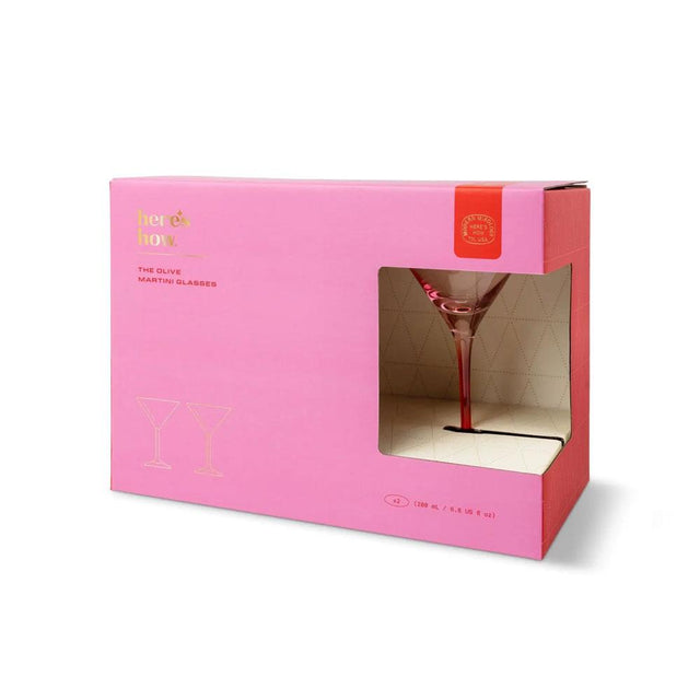 Blush Pink and Cherry Martini Glass Set