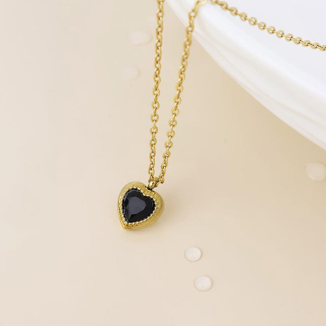 Gold Jiggy Heart Pendant Necklace