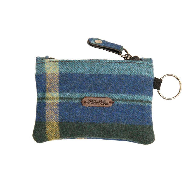 Blue Check Zip Coin Purse